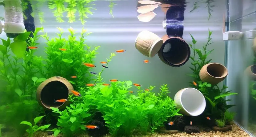 Budget DIY aquarium decor and hiding spots made from household items
