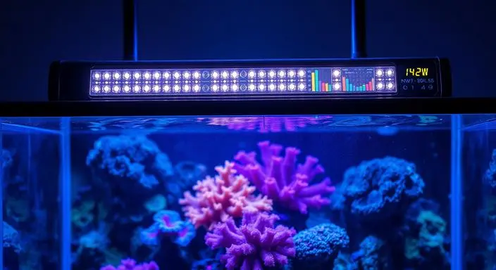 Modern LED lighting dramatically reducing power consumption while maintaining coral color and growth