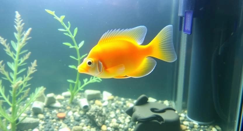 Well-maintained aquarium with clean substrate and proper filtration for nitrate reduction