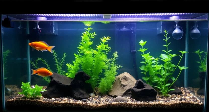 Aquarium lighting demonstrating why light duration matters for fish and plants