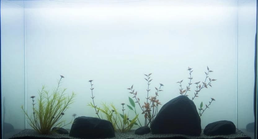 Cloudy aquarium water caused by natural bacterial bloom in a new fish tank