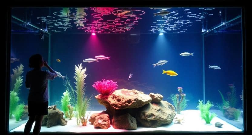 Consistent aquarium lighting schedule showing gradual day and night cycle